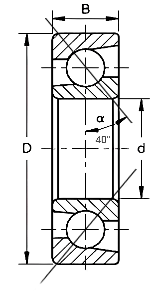 Roulement de contact angulaire de 40 °